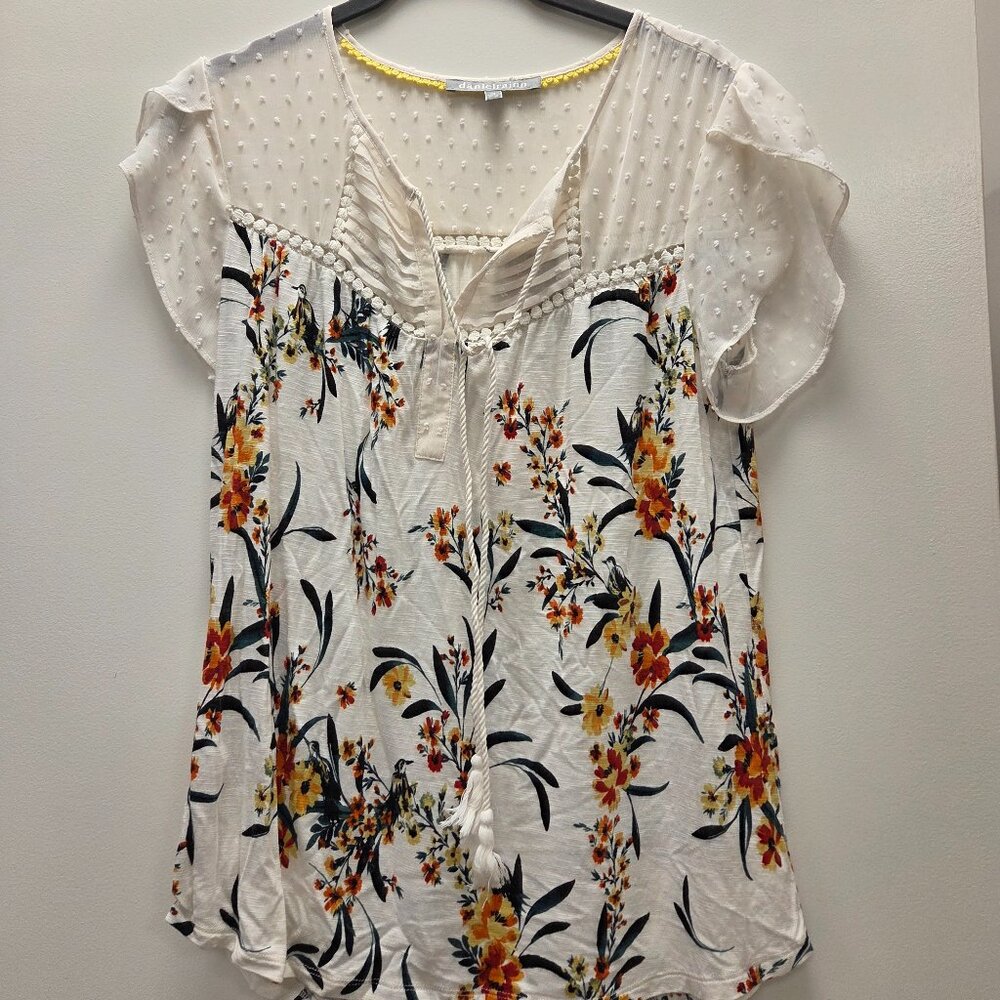 Daniel Rainn Jarra Flutter Sleeve Tassel Knit Top, size x-small, like new